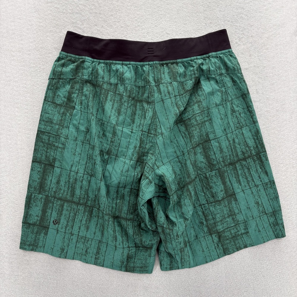 Lululemon Pace Breaker Shorts Mens Large Blue Green Vintage Abstract Running - Picture 8 of 11